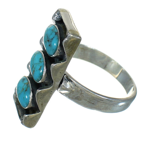 Southwestern Turquoise Jewelry Sterling Silver Ring Size 8-3/4 AX89288